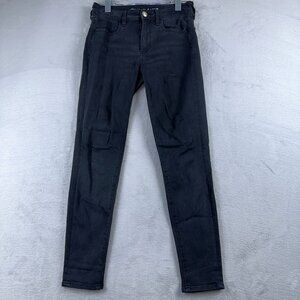 American Eagle Jeggjngs Jeans 360 Super Stretch Denim Womens Black Size 4 Short